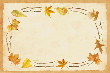 Watercolor illustration with autumn leaves 3