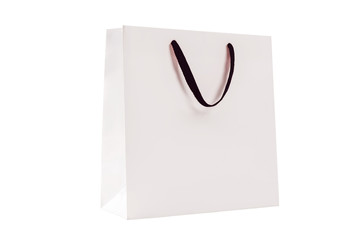 White shopping bag isolated on white background.