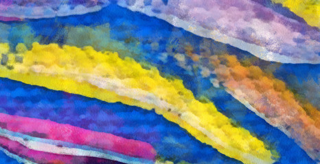 Detailed close-up grunge multi color abstract background. Dry brush strokes hand drawn oil painting on canvas texture. Creative simple pattern for graphic work, web design or wallpaper. 