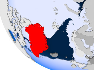 Greenland on political globe