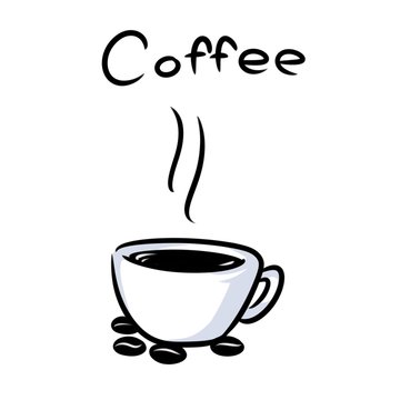 Minimalism cup hot coffee grains cartoon illustration isolated image