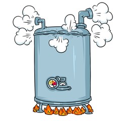 Boiling Steam Boiler cartoon illustration isolated image 