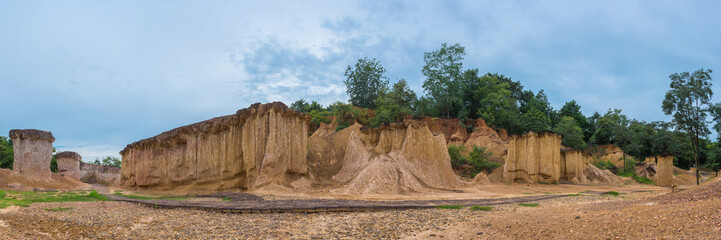 Phae Muang Phi Forest Park panorama, Phrae, Thailand, soil erosion landmark becames the tourism place