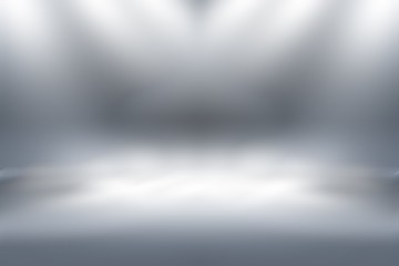 Obraz premium soft gray studio room background, grey floor backdrop with spotlight 