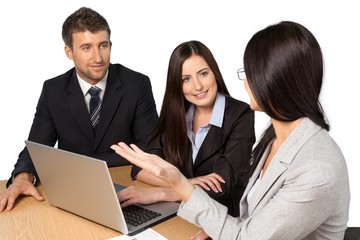 Fototapeta na wymiar Portrait of Businesspeople Working with Laptop