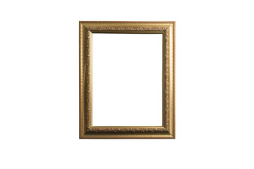Golden picture frame Isolated on white background