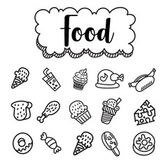 food doodle illustration on white background