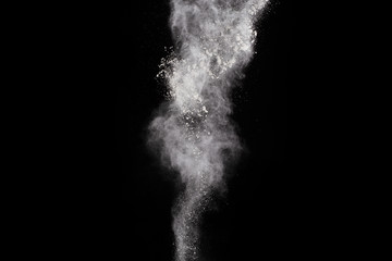 White powder explosion on white background. Colored cloud. Colorful dust explode. Paint Holi.