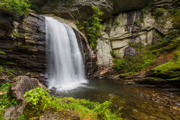 Fototapeta na wymiar Looking Glass Waterfall in Summer in North Carolina-