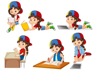 A set of girl and activity
