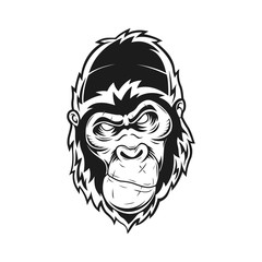 evil gorilla vector illustration with black and white style