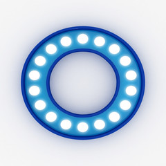 bulb neon sign blue alphabet 3d render