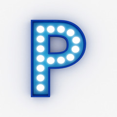 bulb neon sign blue alphabet 3d render