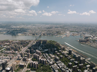Drone Aerial Shot World Trade Center City View Beautiful NYC New York