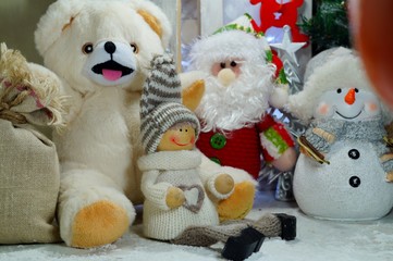 Decorations on the Christmas tree in the dresser - time to dress the Christmas tree - figurines, toys, hanging, stars
