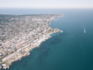 Aerial Drone Monterey Bay City Aquarium Top Down Cityscape