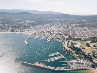 Aerial Drone Monterey Bay City Aquarium Top Down Cityscape