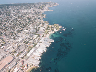 Aerial Drone Monterey Bay City Aquarium Top Down Cityscape