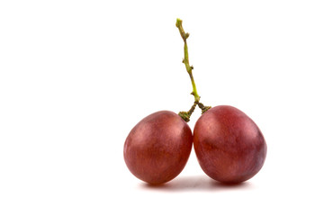 Two berry of red grape isolated on white background