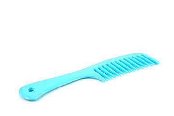 blue plastic comb isolated