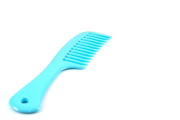 blue plastic comb isolated on white background