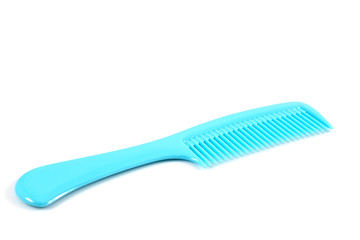 blue plastic comb isolated
