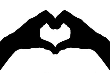 Obraz premium silhouette heart shape with hands on white background