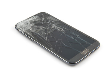 Smartphone drop to the floor and screen damage broken isolated