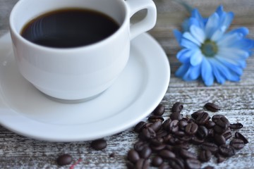 cup of coffee and beans