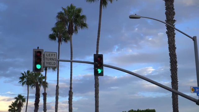 Traffic lights in California in 4k slow motion 60fps