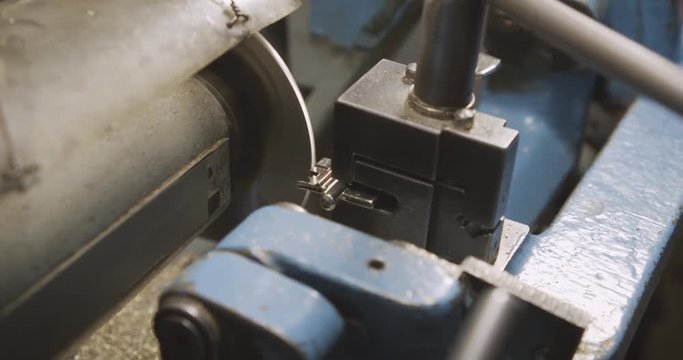 Making duplicate keys for a door lock. Close-up.