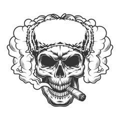 Skull in smoke cloud