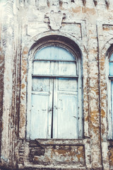 Old Tbilisi architecture, window and exterior decor in summer day