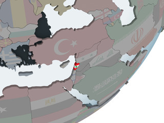 Lebanon with flag on globe