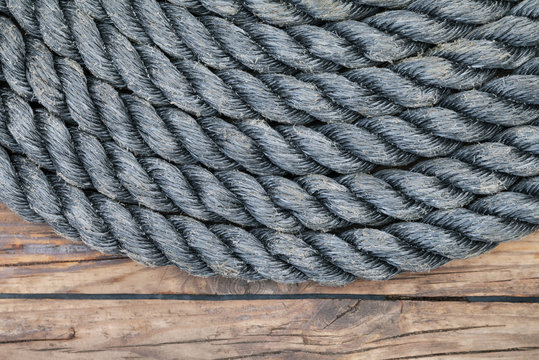 Ropes on ship deck.