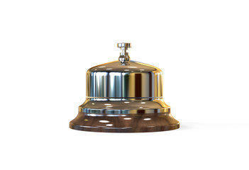 Silver reception bell on isolated white background, 3d illustration