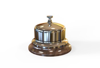 Silver reception bell on isolated white background, 3d illustration