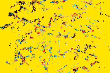 background of sweets and sweet candy on yellow