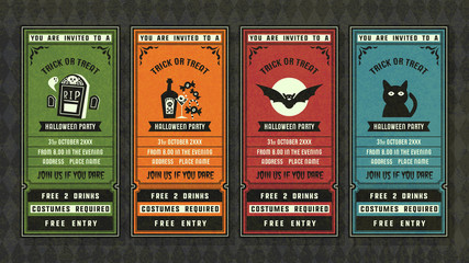 Halloween invitation collection retro style collection.