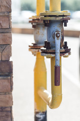 cranes on the gas pipe is old and rusty