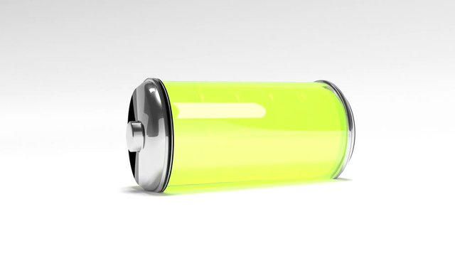 Charge battery green power full on white background battery charging