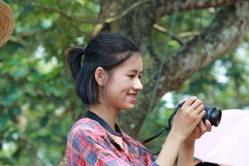 woman traveling to Hon Trong  Mai in Vietnam