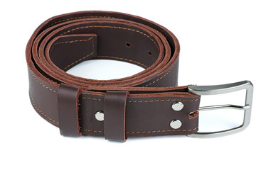 Brown genuine leather men's belt