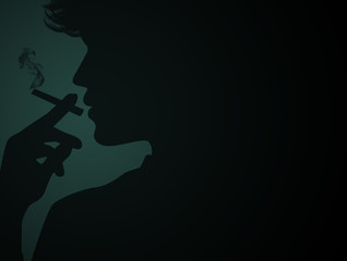 man smokes silhouette