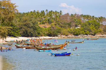 Fototapeta na wymiar Boat parked in the Andaman Sea.
