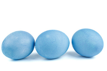 Eggs dyed in blue color with natural organic dye