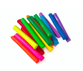 colorful playdough on white background