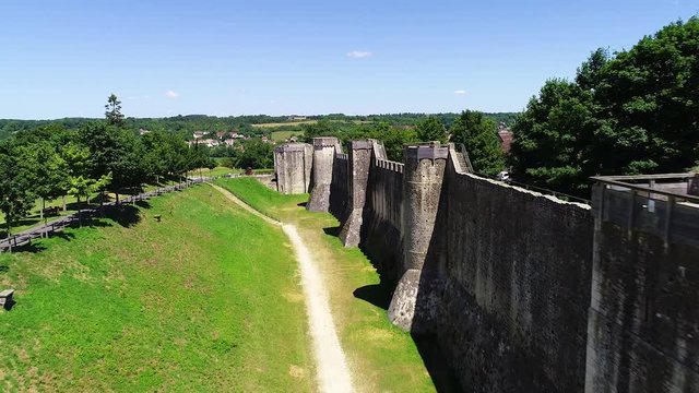 Aerial view of Provins, medieval village listed as world heritage by unesco