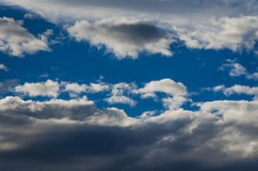 Dramatic sunset sky with colorful clouds after thunderstorm