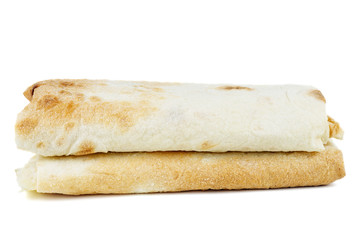 Armenian flat bread lavash isolated on white background